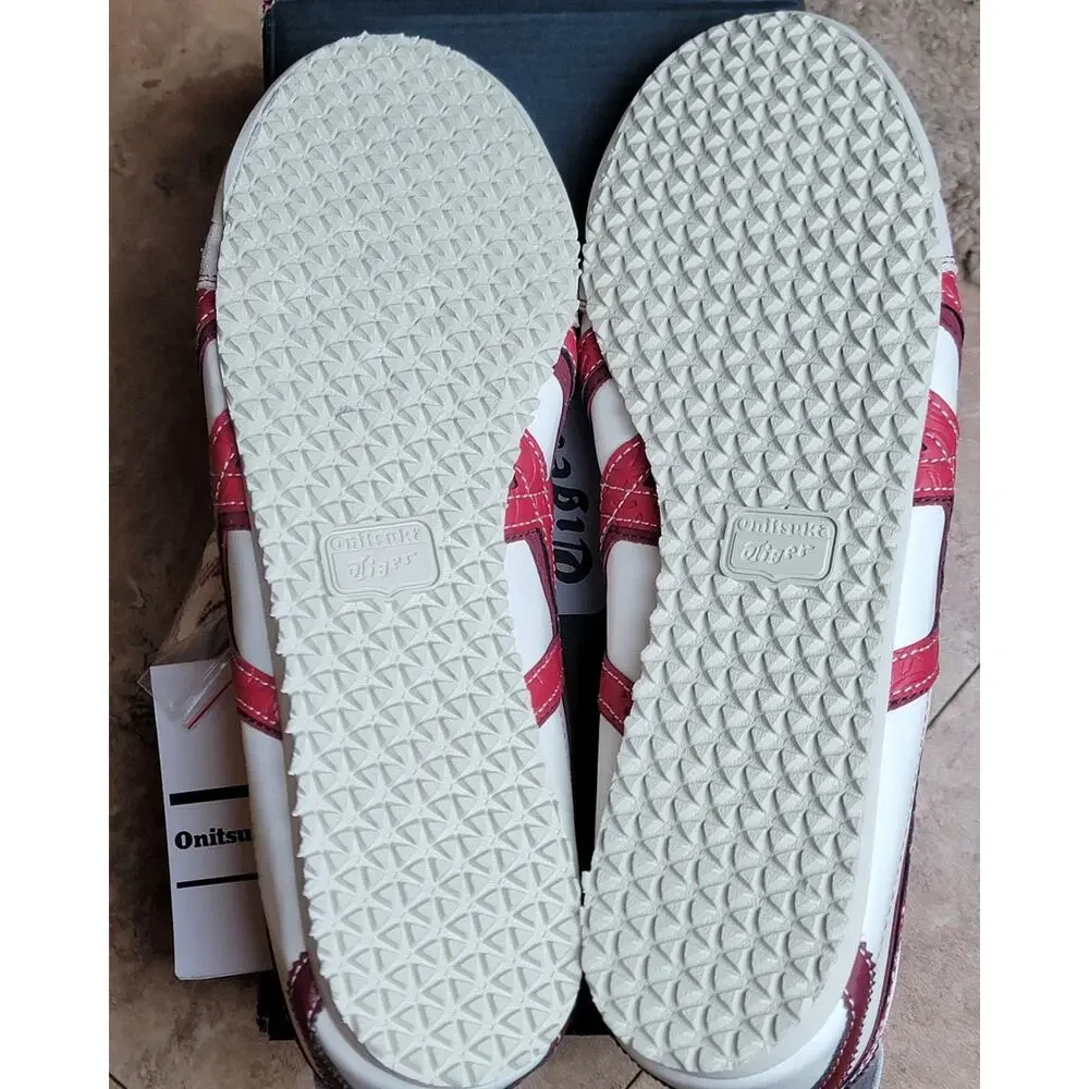 Men Sz 11 Tiger Mexico Low Top Lace Up Fashion Sneakers White Red Street Casual